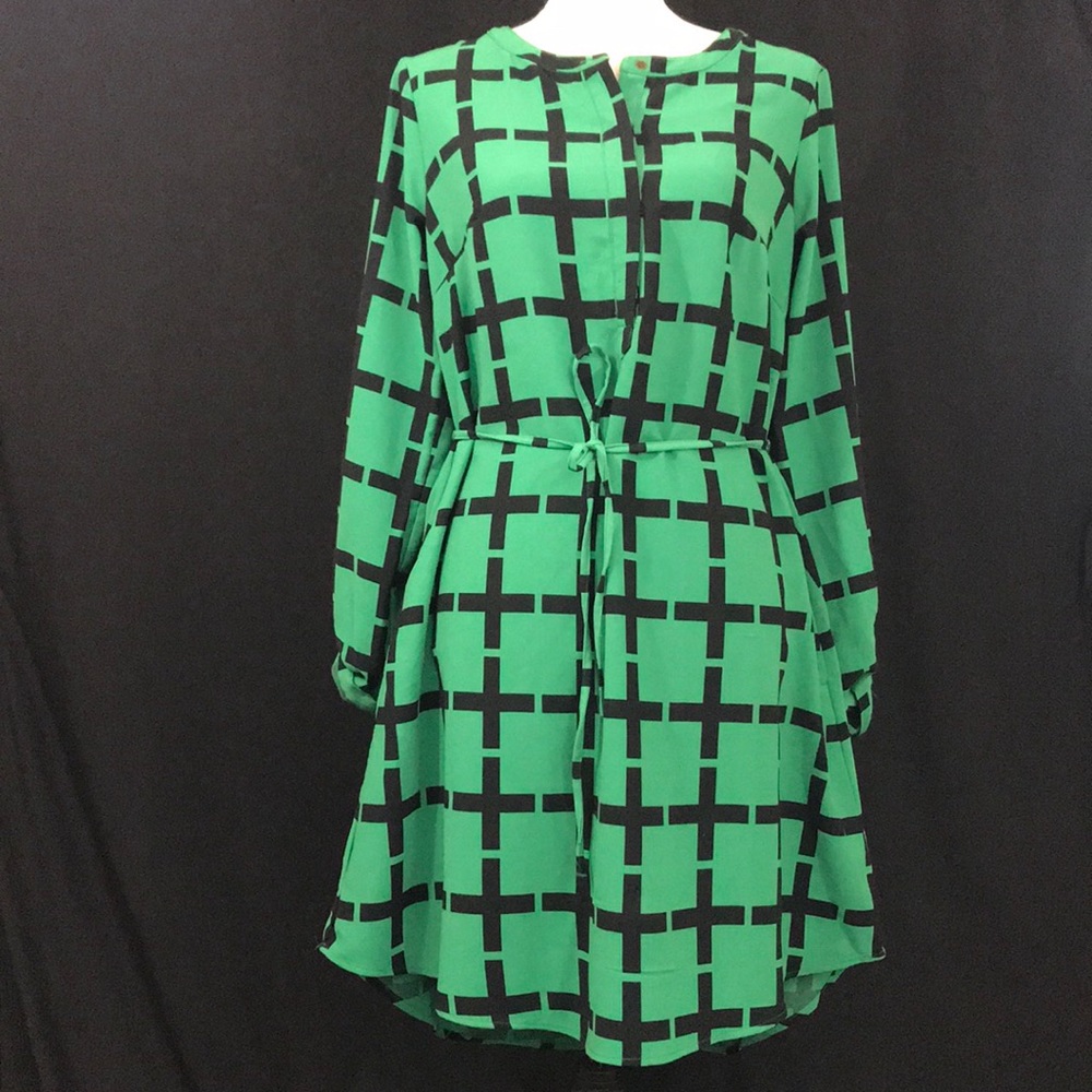 Green & Black Merona Shirt Dress Size M